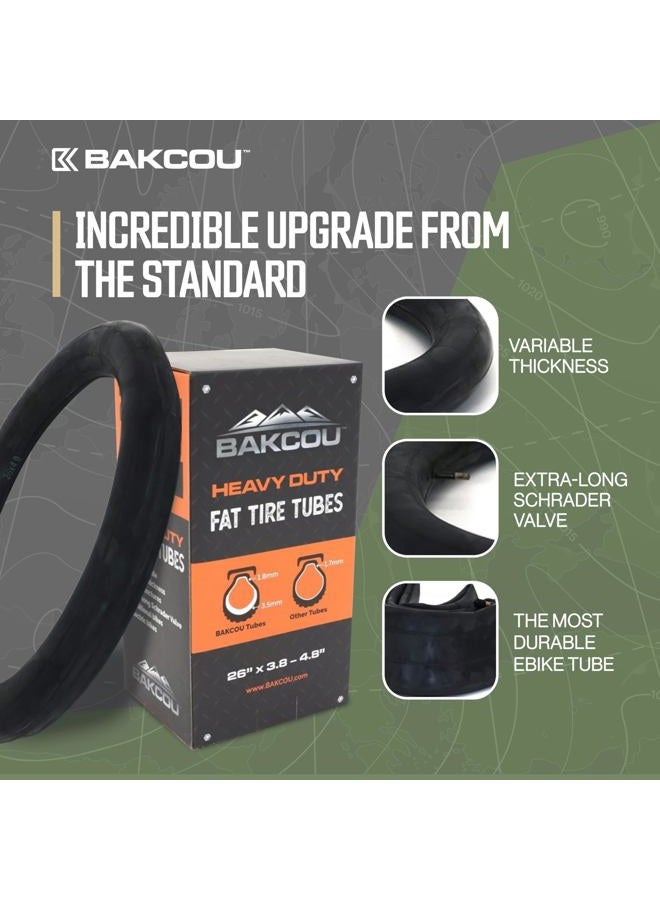Bakcou Fat Tire Bike Tube, 26 x 4 Inch, Heavy Duty, Schrader Valve, Black. Perfect for e Bike, Fat tire Electric Mountain Bike or Any Bike. One Tube Included. - Image 4
