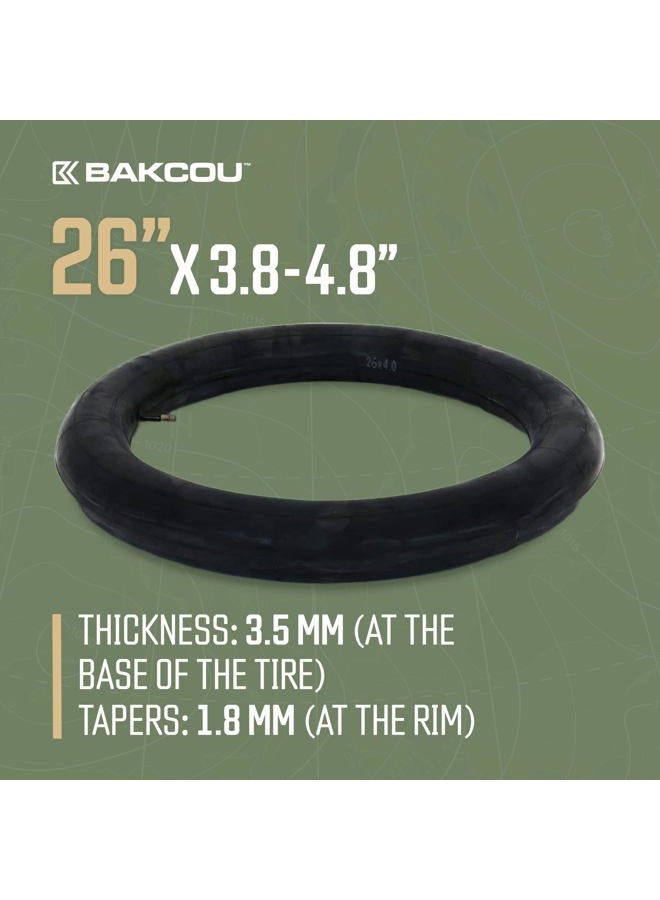Bakcou Fat Tire Bike Tube, 26 x 4 Inch, Heavy Duty, Schrader Valve, Black. Perfect for e Bike, Fat tire Electric Mountain Bike or Any Bike. One Tube Included. - Image 2