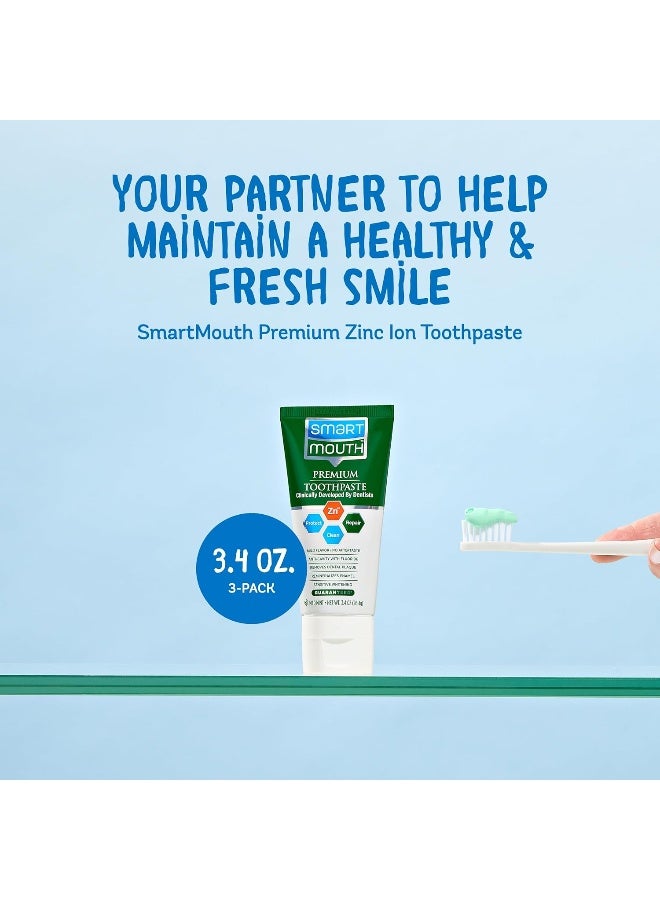 SmartMouth Anti-Cavity + Zinc Toothpaste - Fluoride Toothpaste for Cavity Prevention - Remineralizes Enamel - Sensitive Whitening - Alcohol-Free, Sugar-Free & Gluten-Free - 3.4 oz, 3-Pack - Image 3
