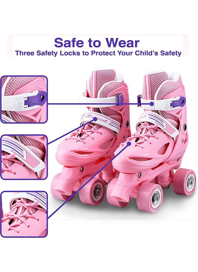 AGD Skates Shoes for Beginners Four-wheel Adjustable Skate Shoes with Built-In Adjusters Indoor Outdoor Fitness Skates Roller Boots for Boys & Girls XS:(27-30cm)  - Image 3