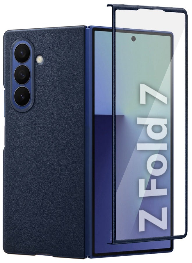 Leather Case Cover for Samsung Galaxy Z Fold 7, Kindsuit Case Slim and sleek - Dark Blue - Image 1