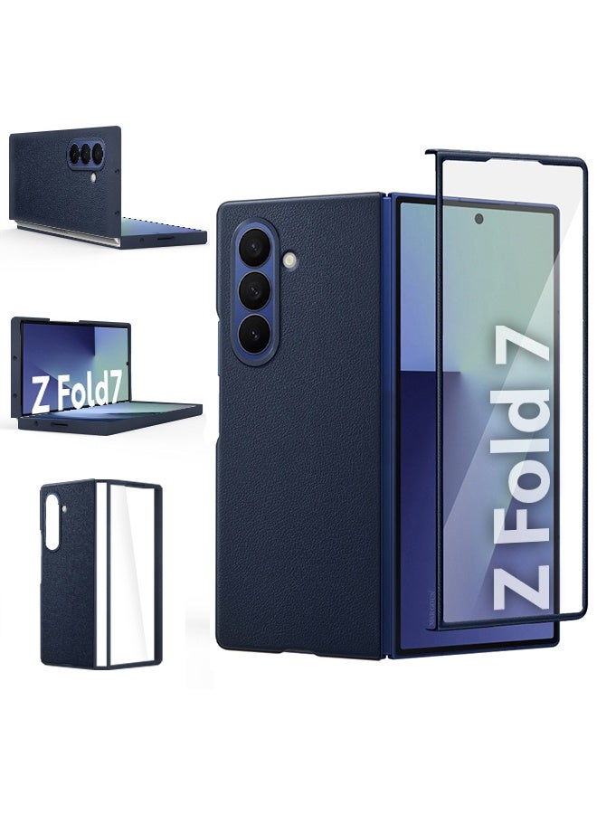 Leather Case Cover for Samsung Galaxy Z Fold 7, Kindsuit Case Slim and sleek - Dark Blue - Image 2