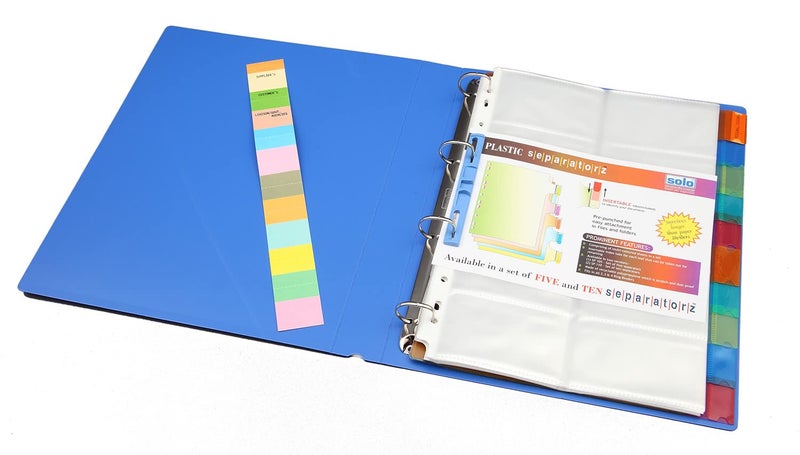 Solo A4 Business Cards Holder File, 500 Cards Pockets with Indexes Professional Document Organizer for Name, Visiting, Credit, Debit & ID Office Cards with Hard Plastic Cover File (Blue) - Image 1