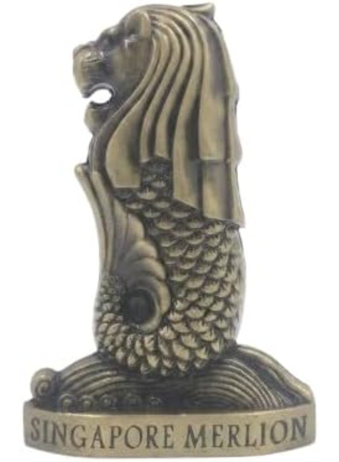 My Souq - 3D Metal Singapore Merlion Statue Miniature, Vintage Mythical Creature Desktop Ornament for Home and Office - Antique Bronze - Image 1