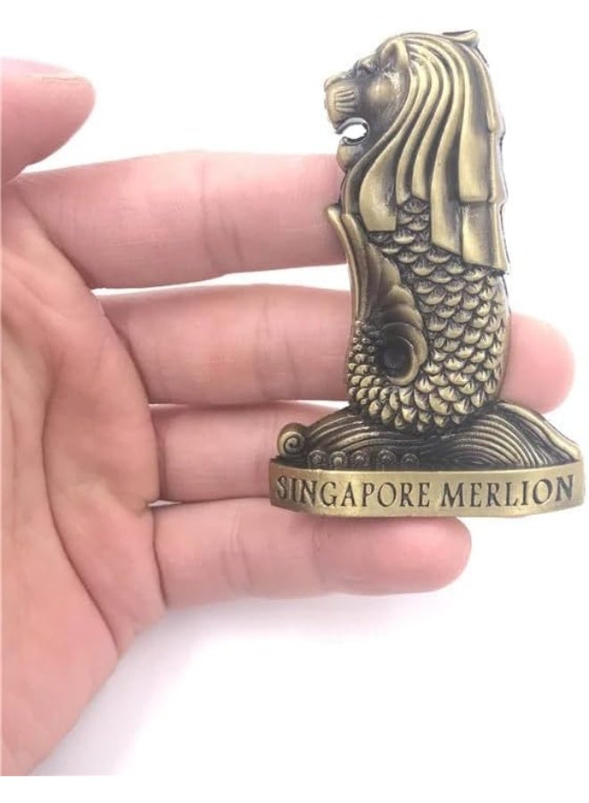 My Souq - 3D Metal Singapore Merlion Statue Miniature, Vintage Mythical Creature Desktop Ornament for Home and Office - Antique Bronze - Image 2
