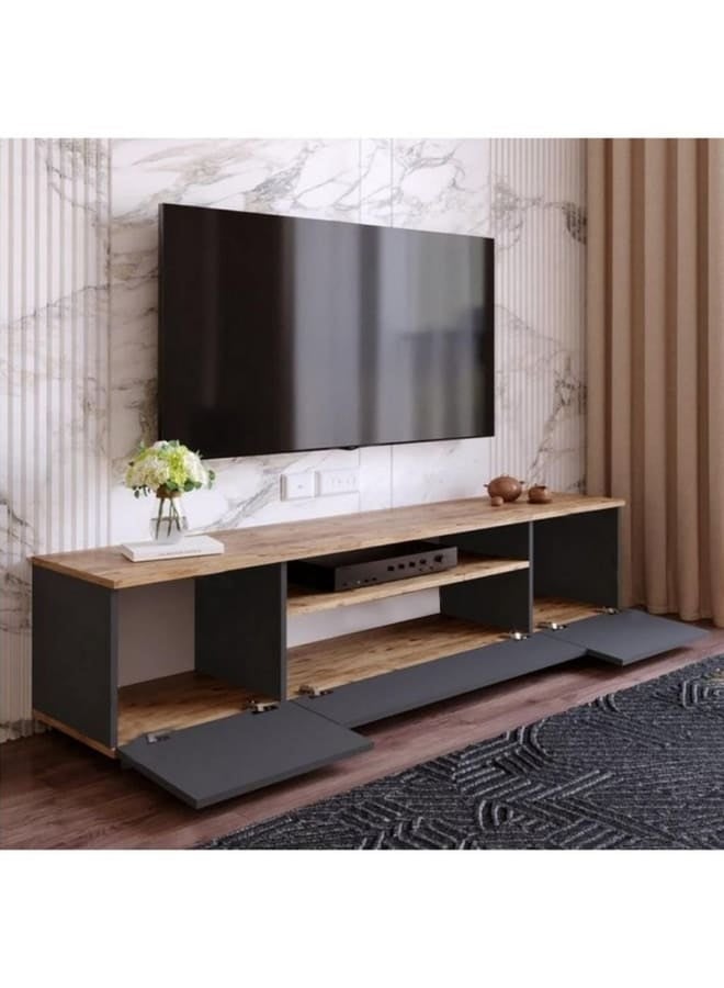 ريترو RA-U12 ترابيزة تلفزيون 180x45x30سم - رمادي غامق×بيج - Image 2