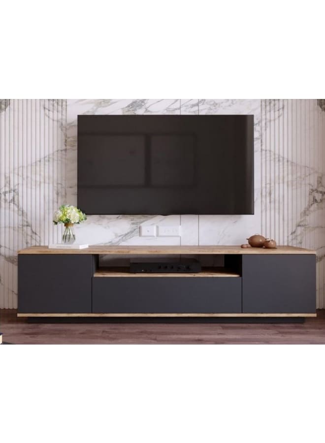 ريترو RA-U12 ترابيزة تلفزيون 180x45x30سم - رمادي غامق×بيج - Image 1