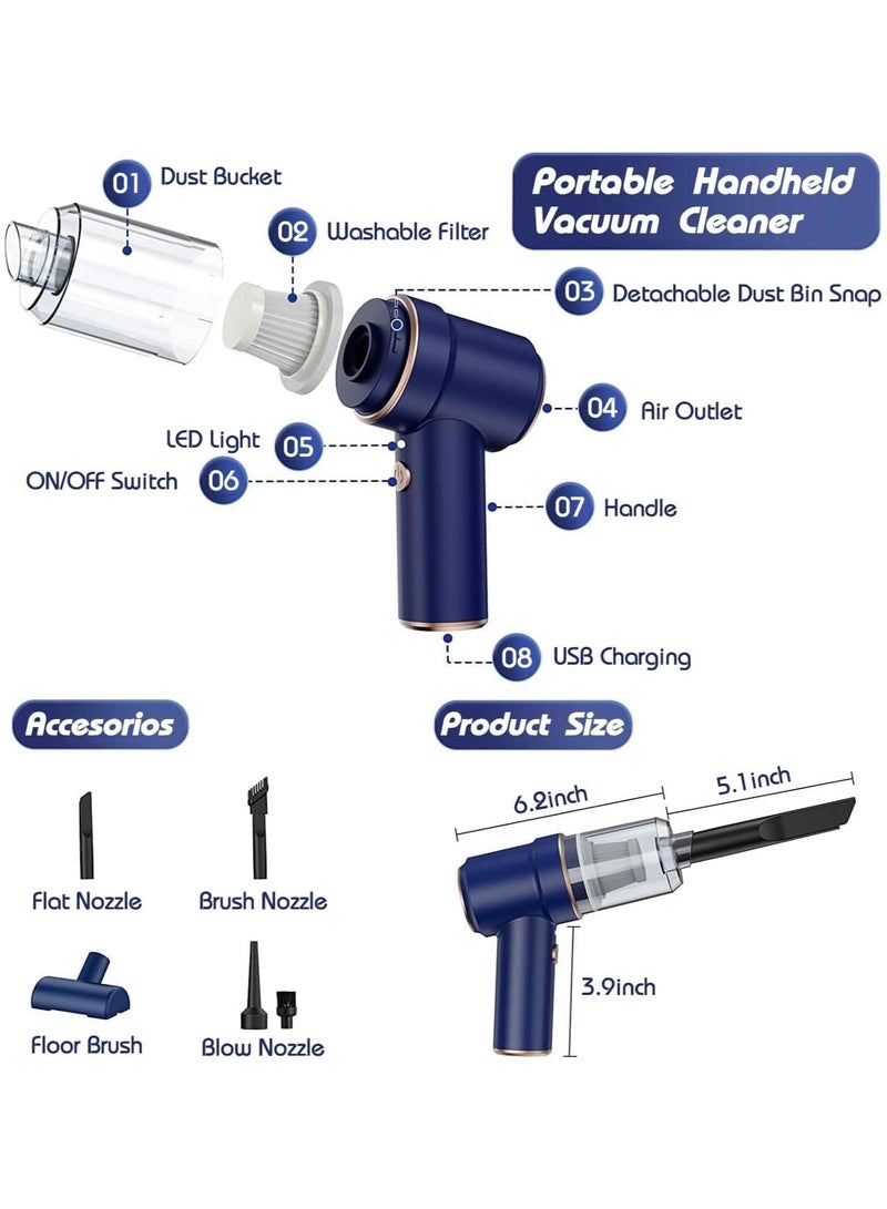 بيوينتي مكنسة كهربائية للسيارة بقوة شفط 9000 باسكال وقوة عالية 120 وات، مكنسة كهربائية صغيرة محمولة مع إضاءة LED للسيارة أو المنزل أو المكتب - Image 3