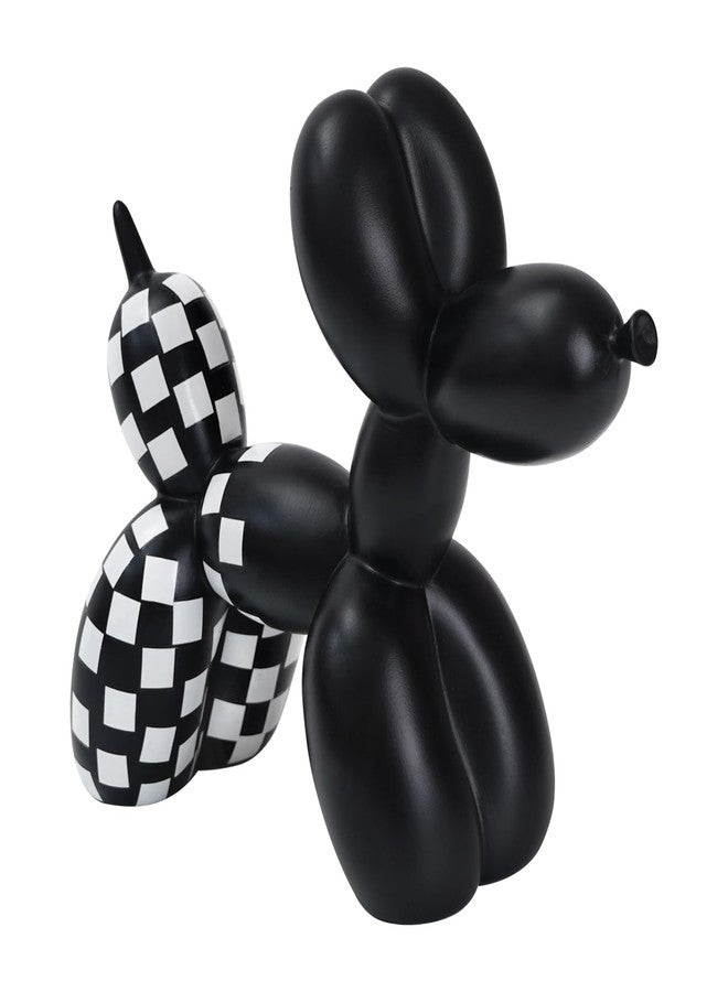 Notakia Black and White Checkered Racing Car Pattern Balloon Dog Statue Crafts Living Room Desktop Decorations,Handmade Modern Small Shelf Decor Animal Statue Ornament Home Decor Accents - Image 1