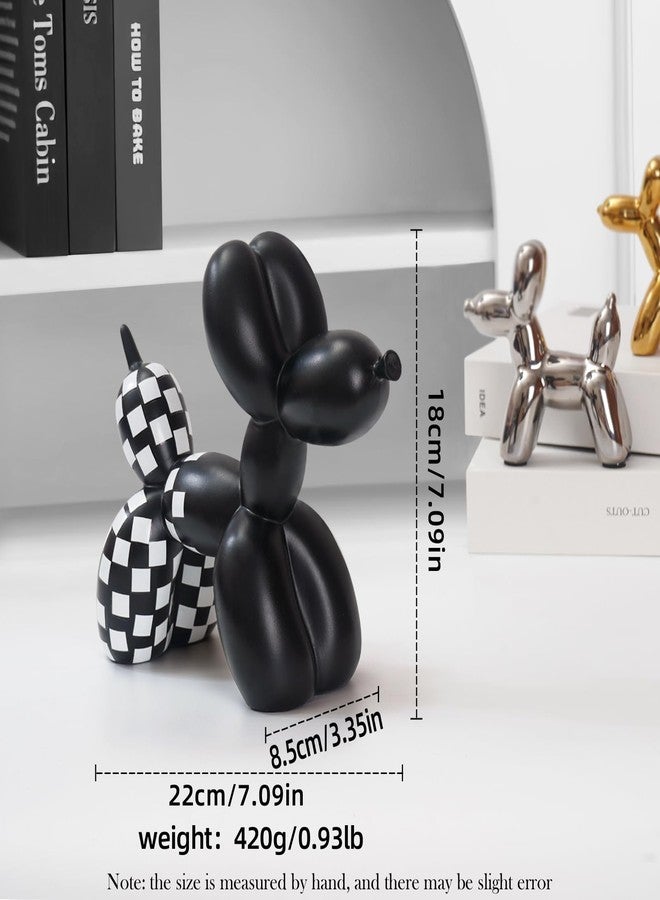 Notakia Black and White Checkered Racing Car Pattern Balloon Dog Statue Crafts Living Room Desktop Decorations,Handmade Modern Small Shelf Decor Animal Statue Ornament Home Decor Accents - Image 4