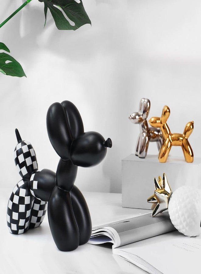 Notakia Black and White Checkered Racing Car Pattern Balloon Dog Statue Crafts Living Room Desktop Decorations,Handmade Modern Small Shelf Decor Animal Statue Ornament Home Decor Accents - Image 2
