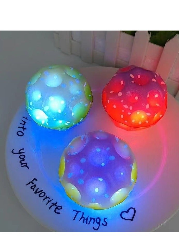 FLYHSO 3-piece space bouncing ball lights up, adult super high bouncing moon foam ball children super high bouncing moon foam ball improve hand eye coordination sports training - Image 1