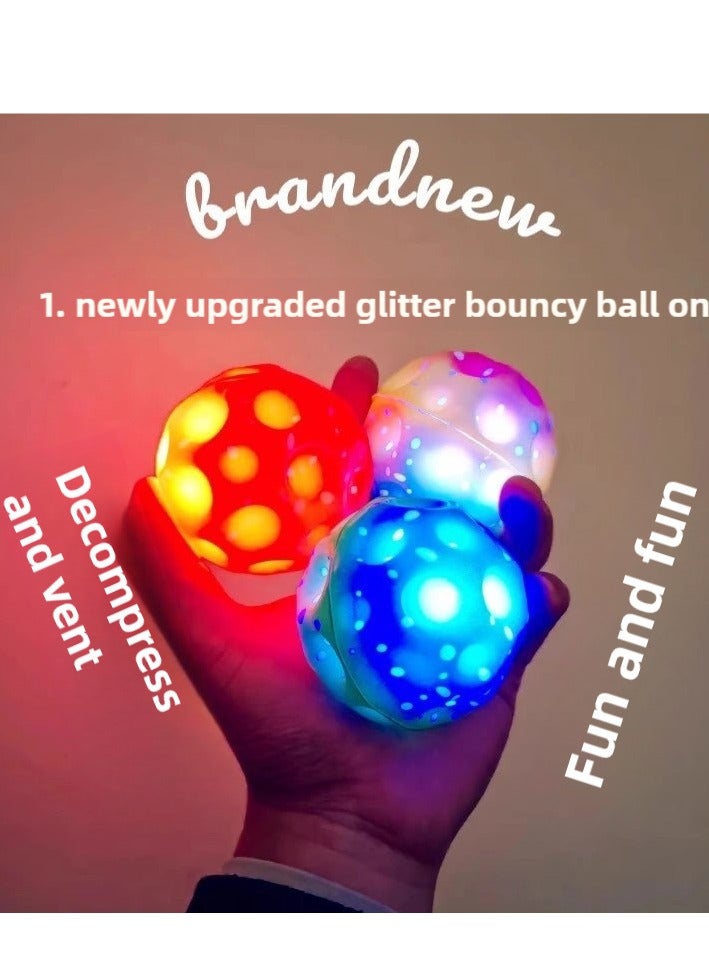 FLYHSO 3-piece space bouncing ball lights up, adult super high bouncing moon foam ball children super high bouncing moon foam ball improve hand eye coordination sports training - Image 2
