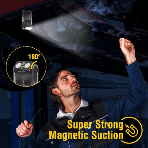 BORUIT V20 Small Powerful Pocket Flashlight,180°Head Swivels with Cob Side Light and Atmosphere Lamp Cap,Ip67 USB C Rechargeable Flashlight with Clip,Lanyard and Keychain,Magnetic Buzzer-13 Modes - Image 4
