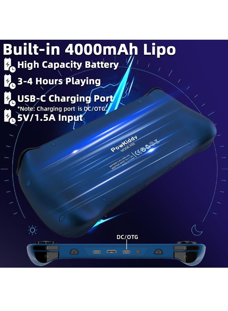 X55 Handheld Game Console 5.5 inch Portable Retro Video Hand-Held Games Consoles Rechargeable RK3566 Hand Held Classic Play System 16GB+128GB (Blue) - Image 4