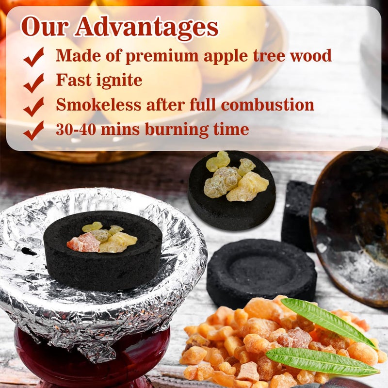 MAQIHAN 100PCS Incense Charcoal Briquettes - Charcoal Tablets Incense Burner Charcoal Burning Discs Resin Burner Grilling Quick Light Natural Charcoal Instant Fire Coals Supplies - Image 3