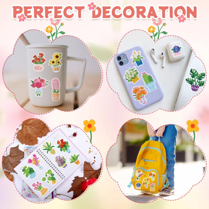 Labeol Diamond Art Kits for Kids Boys and Girls Ages 6-8-10-12 Easy to DIY Creative Diamond Art Sticker Craft by Numbers Kits for Kids and Adult Beginners (Potted Plant) - Image 3