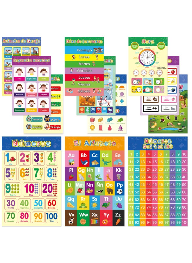 Children's Early Education Decorative Painting Enlightenment Study Poster Silent Educational Poster For Toddlers-Specifications:Spanish Early Education Poster 16  - Image 1