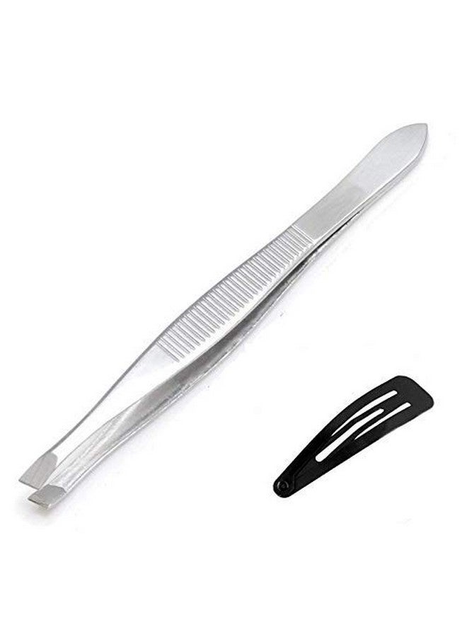 FOK ملقط حواجب من الفولاذ المقاوم للصدأ FOK 9.5 × 1 × 1 سم مع مشبك تيك تاك 1 قطعة