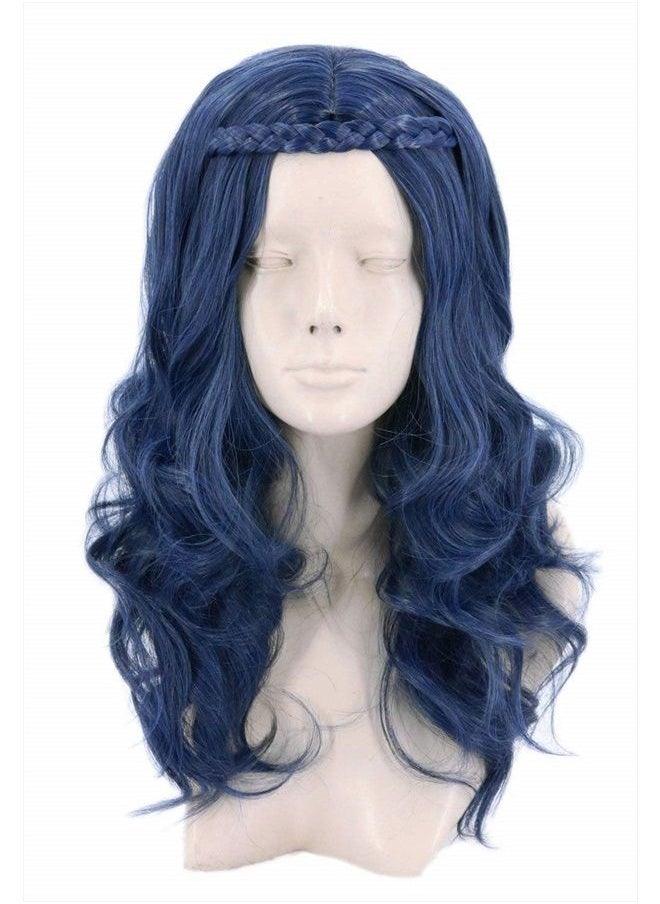 Topcosplay Girls Kids Child Evie Wig Dark Blue Wave Halloween Costume Wigs Cosplay Wig  - Image 1