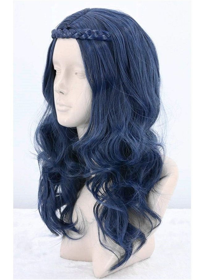 Topcosplay Girls Kids Child Evie Wig Dark Blue Wave Halloween Costume Wigs Cosplay Wig  - Image 3
