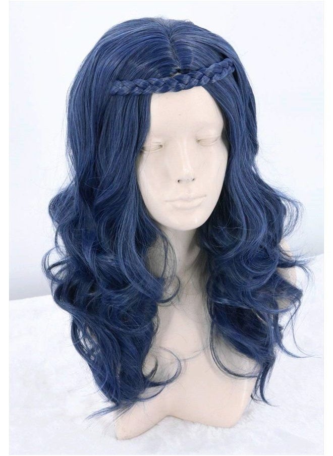 Topcosplay Girls Kids Child Evie Wig Dark Blue Wave Halloween Costume Wigs Cosplay Wig  - Image 2