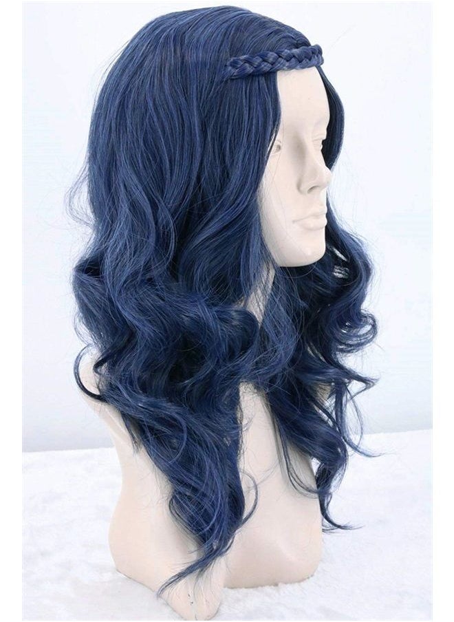 Topcosplay Girls Kids Child Evie Wig Dark Blue Wave Halloween Costume Wigs Cosplay Wig  - Image 4
