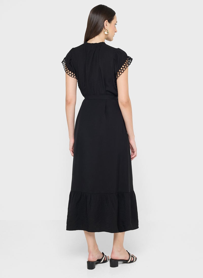 Sleeve Detailed Maxi Dress