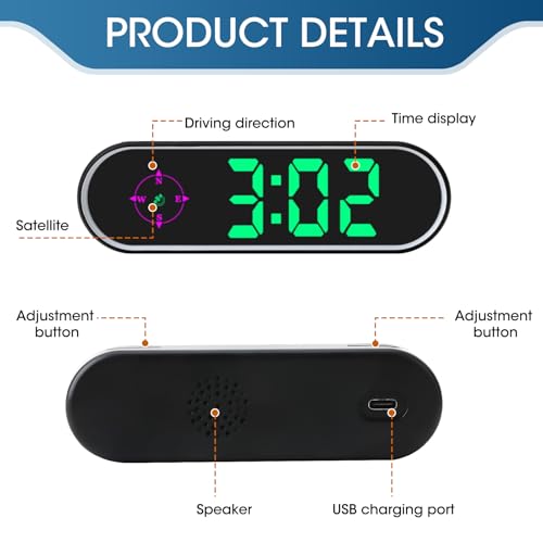 GUGUMO GPS Digital Speedometer for Car MPH, Universal HUD Speed Meter with LED Large Font & USB Cable, Plug and Play for Truck Motor SUV Golf Cart All Vehicles (Contain Car Charger Adapter) - Image 3
