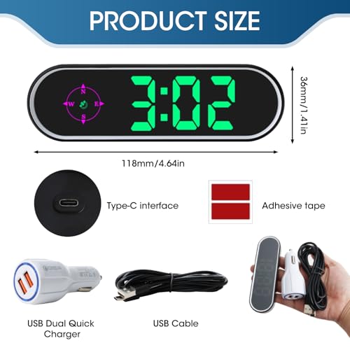 GUGUMO GPS Digital Speedometer for Car MPH, Universal HUD Speed Meter with LED Large Font & USB Cable, Plug and Play for Truck Motor SUV Golf Cart All Vehicles (Contain Car Charger Adapter) - Image 4
