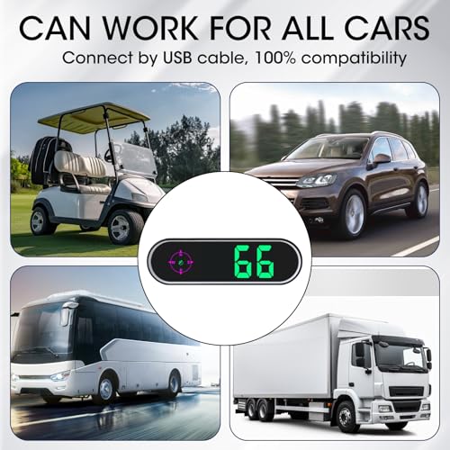 GUGUMO GPS Digital Speedometer for Car MPH, Universal HUD Speed Meter with LED Large Font & USB Cable, Plug and Play for Truck Motor SUV Golf Cart All Vehicles (Contain Car Charger Adapter) - Image 2