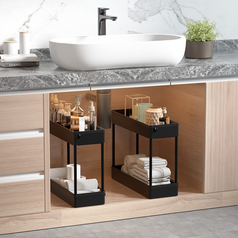 SOLEJAZZ Slim Storage Cart, 4 Tier Bathroom Organizer Mobile Shelving Unit, Rolling Utility Cart Slide Out Organizer for Kitchen, Bathroom, Laundry, Narrow Places, Black - Image 1