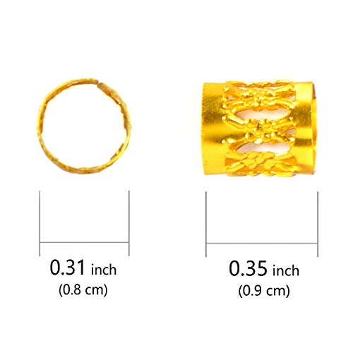 Yongyi 2Pcs Latch Hook Crochet Needle + 20 Pcs Dread Lock Rhinestone Hair Rings Gold Silver C olours Metal Cuffs Hair Accessories Decoration Filigree Tube for Crochet Braids Hair Decoration Accessories - Image 4