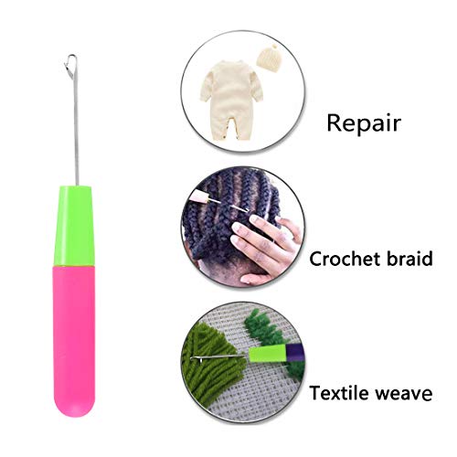 Yongyi 2Pcs Latch Hook Crochet Needle + 20 Pcs Dread Lock Rhinestone Hair Rings Gold Silver C olours Metal Cuffs Hair Accessories Decoration Filigree Tube for Crochet Braids Hair Decoration Accessories - Image 3