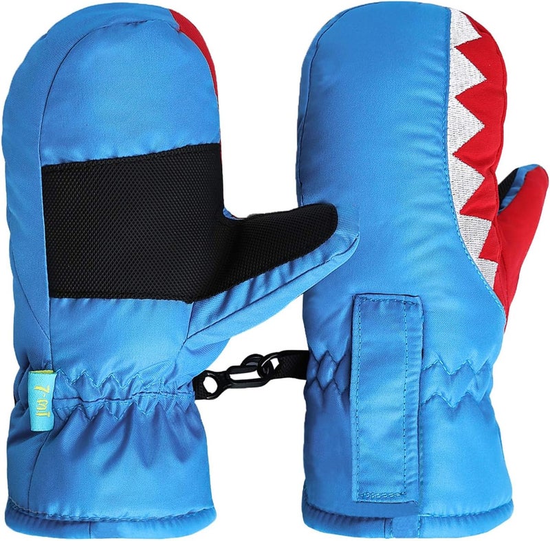 7-Mi Kids Mitten Winter, Snow Gloves for Skiing & Snowboarding Lined Warm Long Cuff with String for 4-6 Years Boys & Girls - Image 1