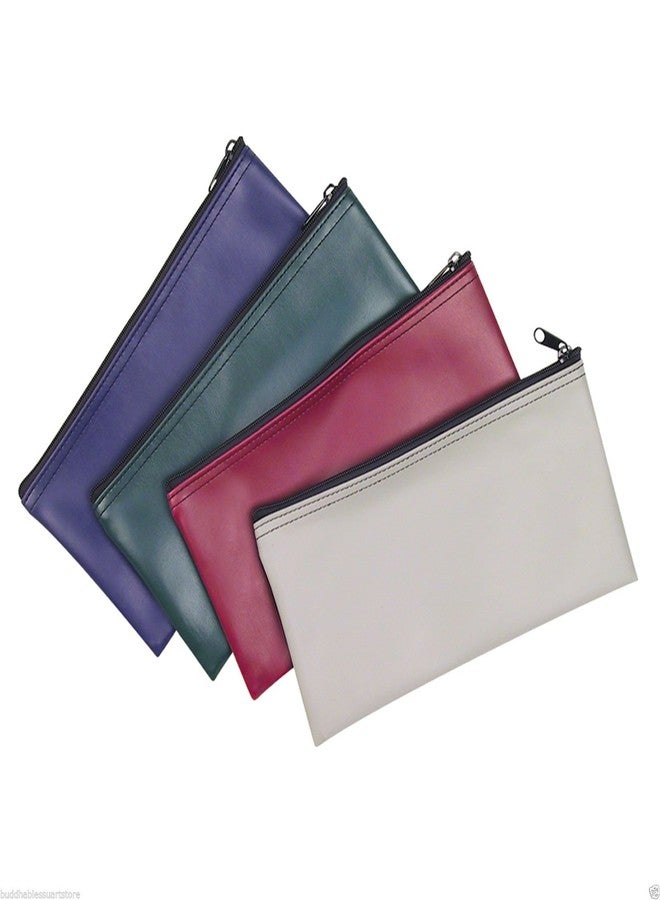 ProEquip 4 Piece Set PM Company Security Bank Deposit Bag/Utility Zipper Coin Bag/Cash Bag/Money Holder Pouch Safe Money Organizer Bag / 11 X 5.5 Inches (FREE RETURN) (4 Envelope - 1 of Each Color) - Image 1