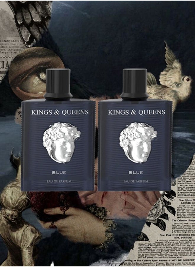 AMARAN 2 Pieces Kings And Queens Blue Perfume For Unisex 100ml EDP  - Image 1