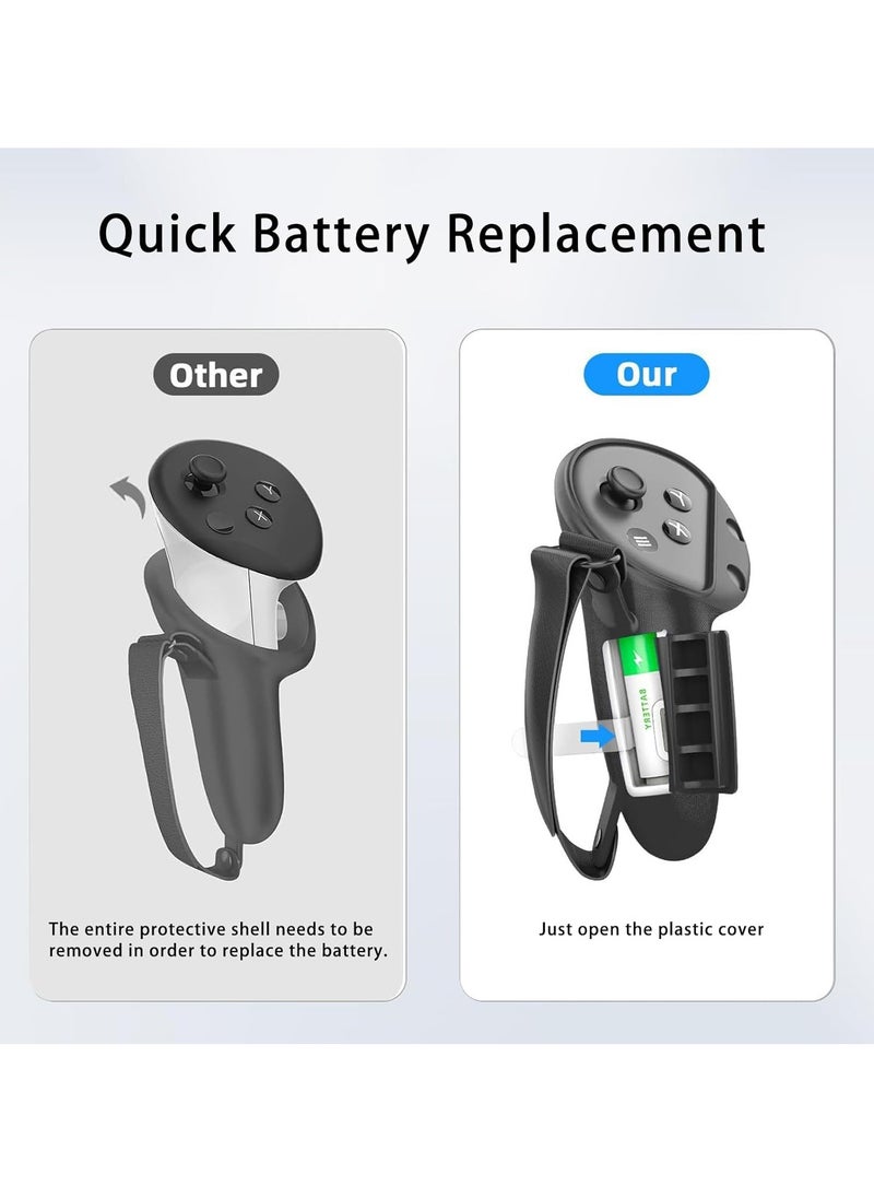 Generic - Controller Grips Cover Compatible with Oculus Quest 3S/Quest 3 Accessories, With battery opening cover and anti-detachment Strap - Image 1