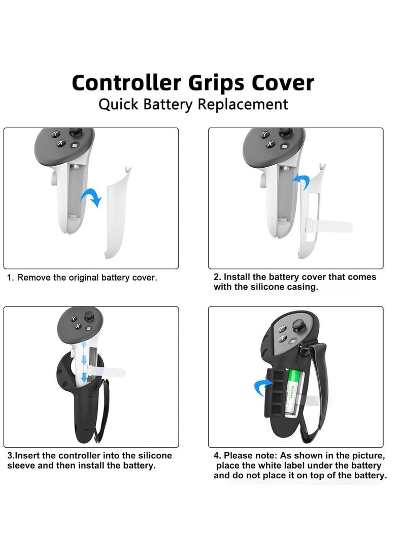 Generic - Controller Grips Cover Compatible with Oculus Quest 3S/Quest 3 Accessories, With battery opening cover and anti-detachment Strap - Image 1