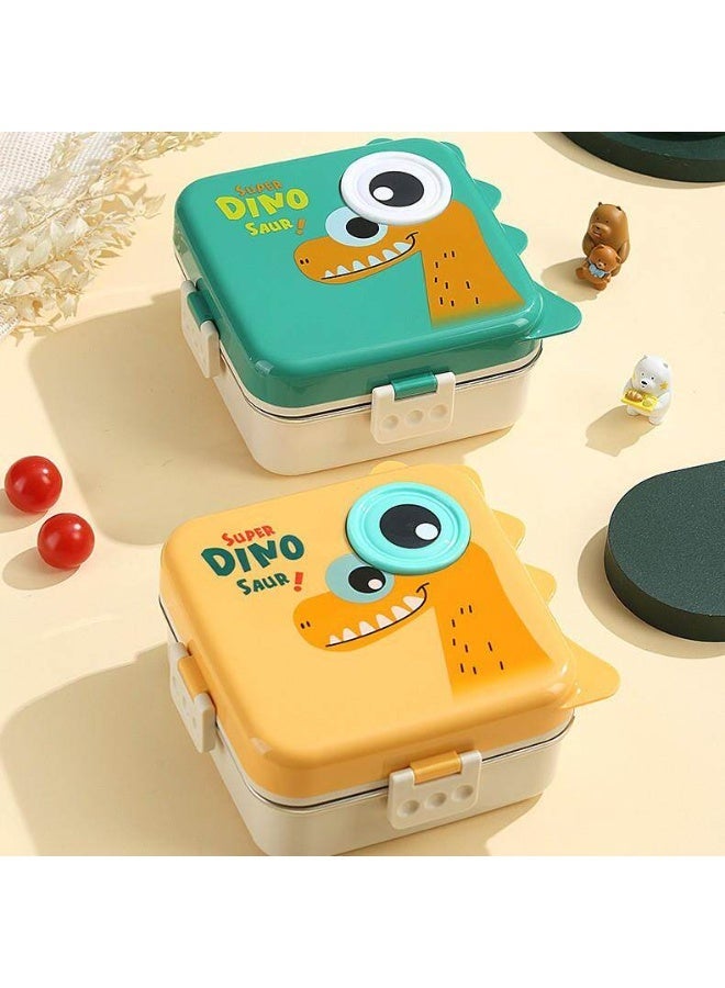 Stainless steel separated non flavored lunch box, double-layer independent sealing rubber ring cartoon lunch box - Image 2