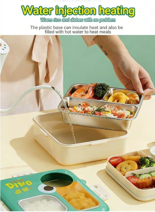 Stainless steel separated non flavored lunch box, double-layer independent sealing rubber ring cartoon lunch box - Image 5