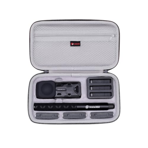 XANAD Hard Case for Insta360 X5X4X4 AirX3X2 Waterproof 8K insta360 action Cameras114CM Selfie Stick Storage Carrying BagGrey - Image 1
