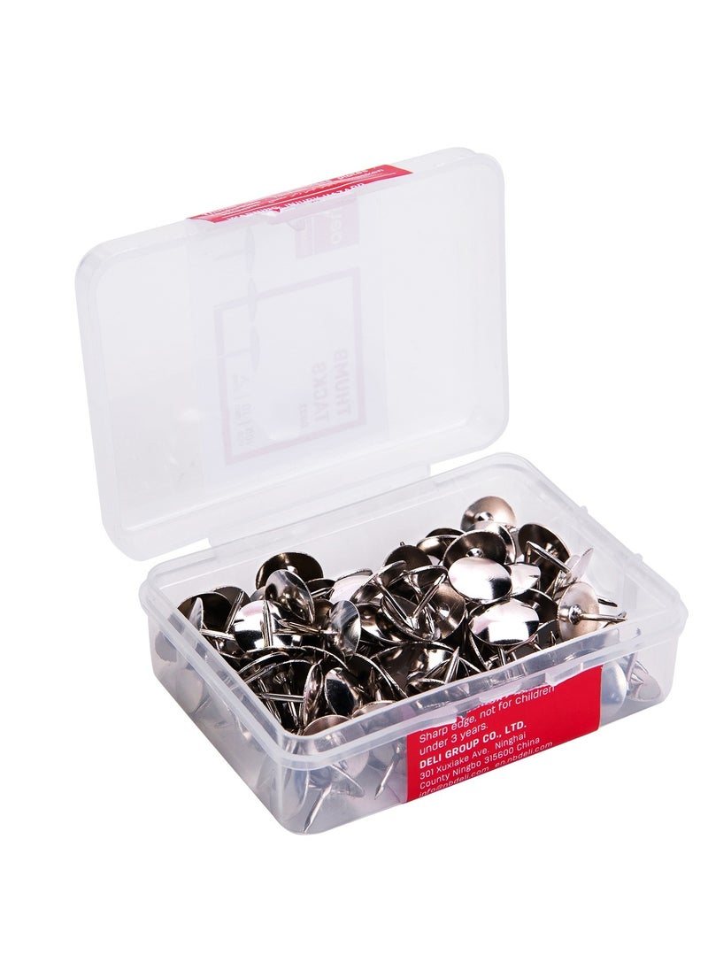 Deli 100-Piece Thumb Tacks Silver  - Image 3