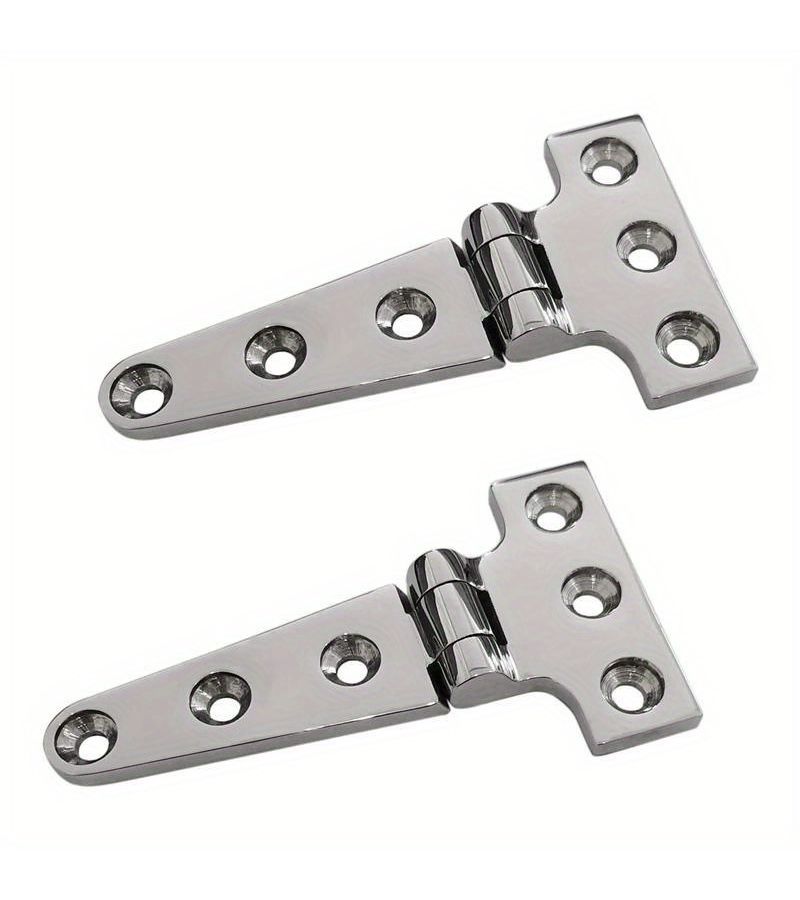 2 Pack 316 Stainless Steel Marine Grade T Hinges Heavy Duty Surface Mount Silvery - Image 2