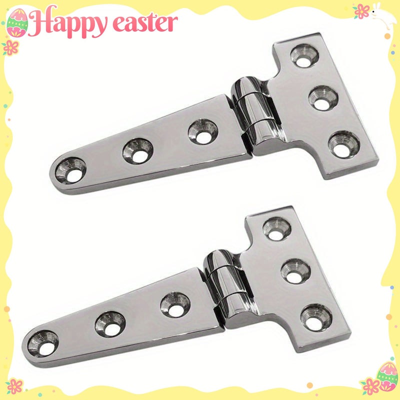 2 Pack 316 Stainless Steel Marine Grade T Hinges Heavy Duty Surface Mount Silvery - Image 1