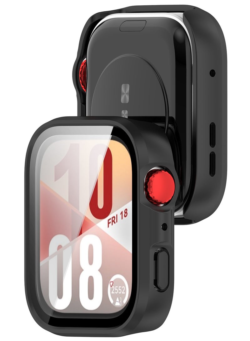 HablTech Protective Case Suitable for Huawei Watch Fit 4 Case Hard PC Case with Tempered Glass Screen Protectors Full Protective Cover(Black) - Image 3