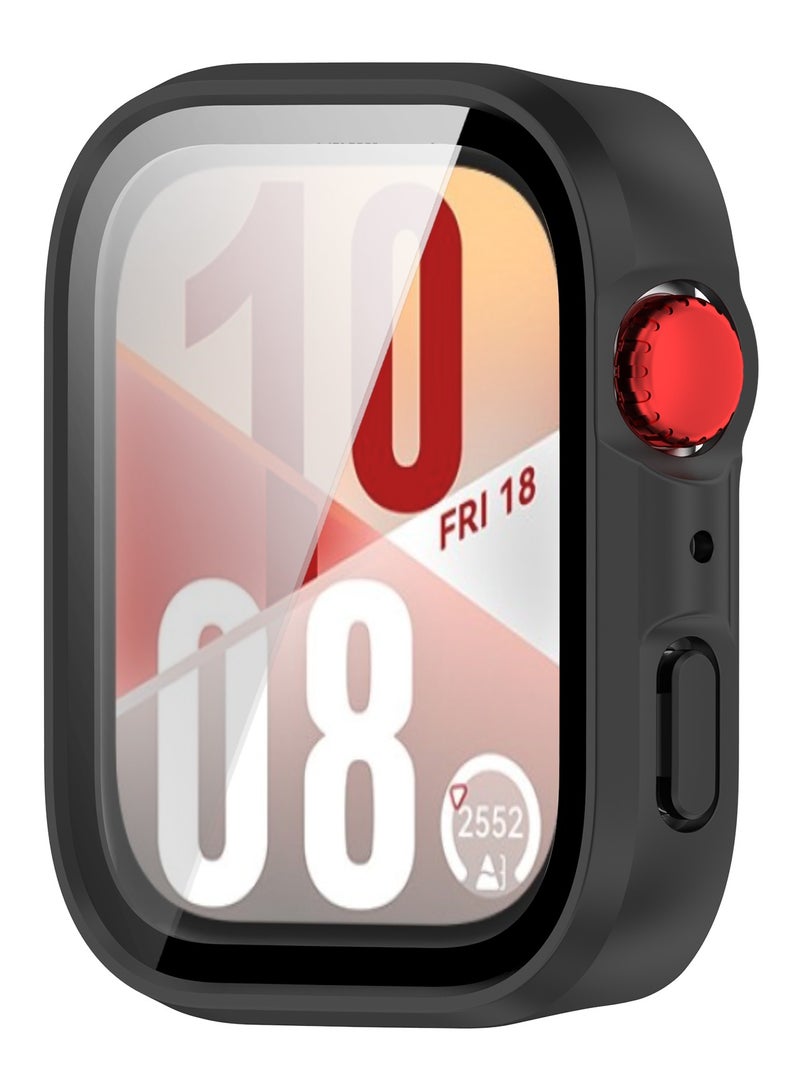 HablTech Protective Case Suitable for Huawei Watch Fit 4 Case Hard PC Case with Tempered Glass Screen Protectors Full Protective Cover(Black) - Image 2