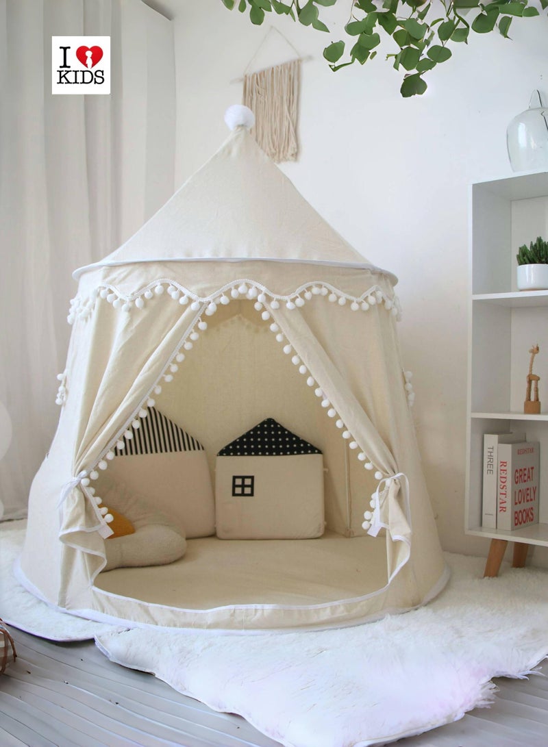 I LOVE KIDS Kids Cotton Play Tent,Castle Playhouse Big Size Foldable(White)  - Image 1