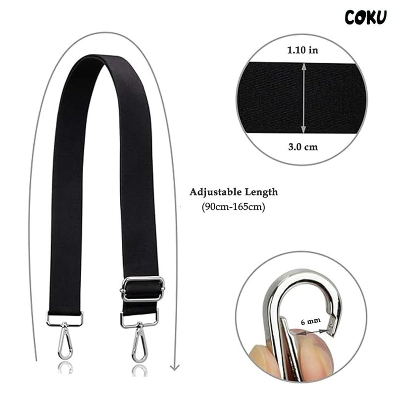 coku Multipurpose Replacement Adjustable Crossbody Sling Side Bag Strap Hand Shoulder Belt for Purse Strap, Camera Belt, Handbag, Messenger Bag with Swivel Snap Hooks (Black) - Image 2