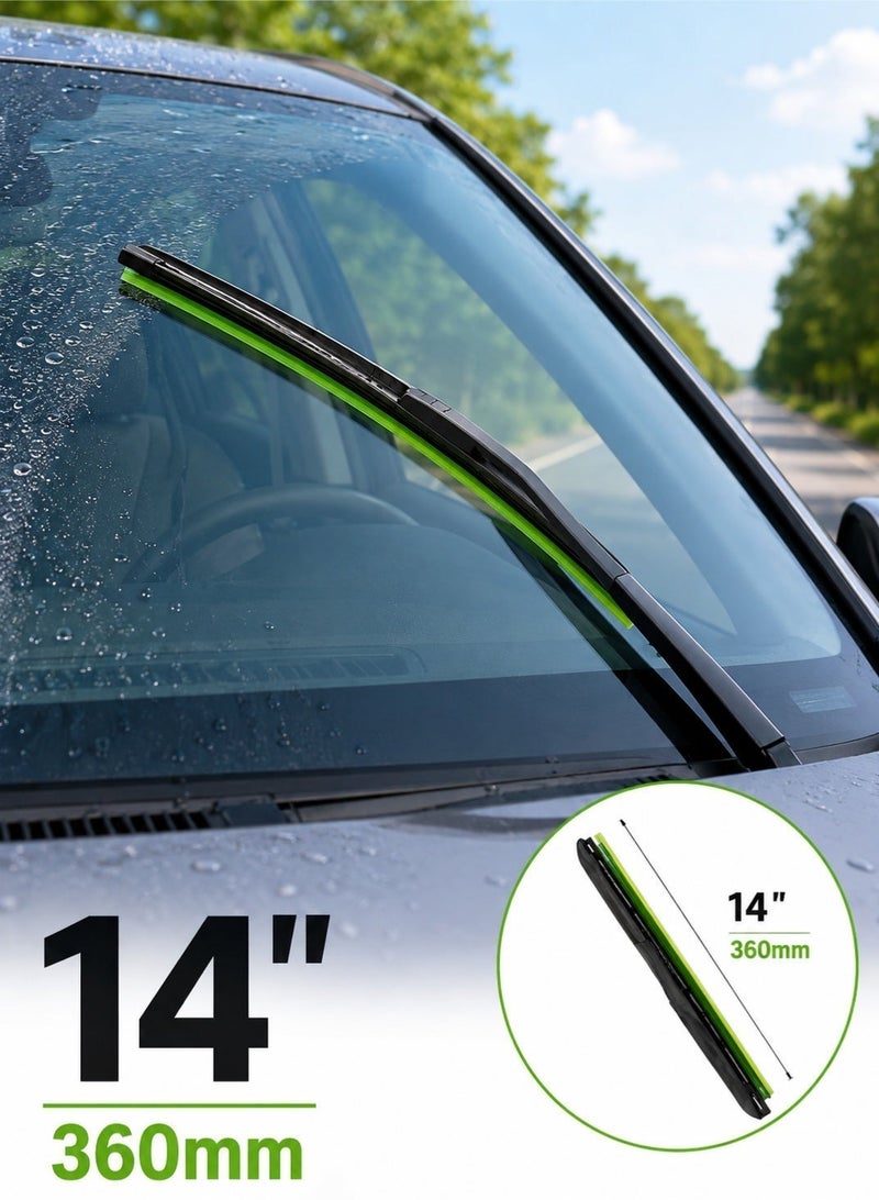 HANSA 14 Inch (360mm) Hybrid Windshield Wiper Blade Universal Car Wiper Blade Silicone Coated Rubber Quiet Streak-Free Wiping All Weather Front Windshield Wiper Easy Installation Clear Visibility Durable Replacement Blade ERPCWP 10228 - Image 1